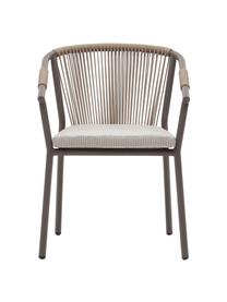 Chaise de jardin à accoudoirs Lay, Tissu beige, brun, larg. 63 x prof. 59 cm