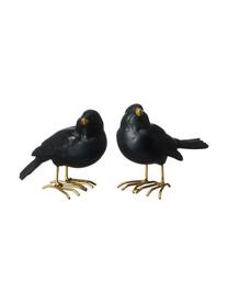 Deko-Objekt-Set Blackbird, 2-tlg., Polyresin, lackiert, Schwarz, B 9 x H 7 cm