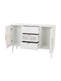 Credenza in legno Cayetana, Piedini: legno di bambù verniciato, Legno di bambù laccato, bianco, argentato, Larg. 120 x Alt. 81 cm