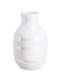 Kleine handgefertigte Design-Vase Omaggio, Keramik, Weiss, Perlmuttfarben, Ø 8 x H 13 cm