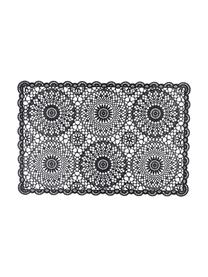 Manteles individuales Crochet, 4 uds., Plástico (PVC), Negro, An 20 x L 35 cm