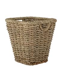 Cesta artesanal de fibras naturales Tennie, Hojas de palmera, bambú, ratán, Beige, An 26 x Al 28 cm