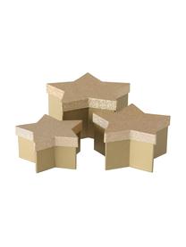 Geschenkdozenset Star, 3-delig, Papier, Goudkleurig, Set met verschillende formaten