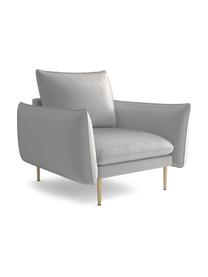 Sillón tapizado Largo, Tapizado: velours (100% poliéster), Estructura: madera de haya, aglomerad, Patas: metal con pintura en polv, Tejido gris claro, An 110 x F 110 cm