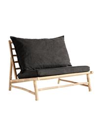 Sillón grande de bambú Bamslow, Estructura: madera de bambú, Funda: 100% algodón, Gris oscuro, marrón, An 100 x F 87 cm