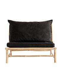 Sillón grande de bambú Bamslow, Estructura: madera de bambú, Funda: 100% algodón, Gris oscuro, marrón, An 100 x F 87 cm