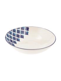 Handgemachte Salatschüssel Ikat, Ø 26 cm, Keramik, Weiss, Blau, Ø 26 x H 8 cm