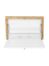 Bureau mural Brenta, rabatable, MDF (panneau en fibres de bois à densité moyenne), certifié FSC®, laqué, métal, Blanc, bois, larg. 74 x haut. 44 cm