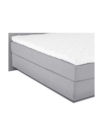 Premium boxspring bed Lacey in grijs, Matras: 7-zones-pocketveringkern , Poten: massief gelakt beukenhout, Geweven stof grijs, 200 x 200 cm