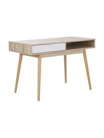 Escritorio en roble Samo, Tablero: aglomerado frustrado, Patas: madera de roble, Blanco, roble, An 120 x Al 79 cm