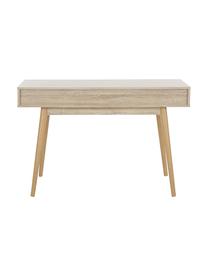 Escritorio en roble Samo, Tablero: aglomerado frustrado, Patas: madera de roble, Blanco, roble, An 120 x Al 79 cm