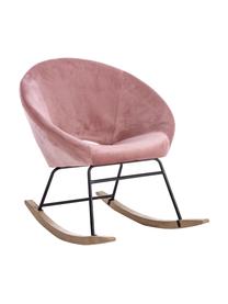 Fauteuil à bascule en velours rose Annika, Velours rose, larg. 74 x prof. 87 cm