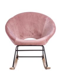 Sedia a dondolo in velluto rosa Annika, Rivestimento: velluto di poliestere, Struttura: metallo verniciato a polv, Velluto rosa, Larg. 74 x Prof. 77 cm