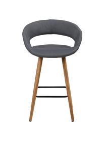 Taburetes altos Grace, 2 uds., Tapizado: poliéster, Patas: roble, aceitado, Gris oscuro, roble, An 56 x Al 87 cm