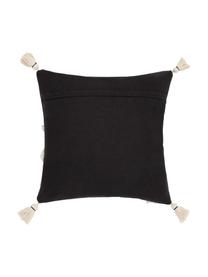 Housse de coussin 45x45 bohème Boa, Noir, blanc