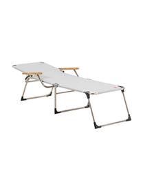 Zonnebed Amigo met armleuning, Frame: aluminium, Bekleding: kunststofweefsel (weer- e, Armleuning: natuurlijk robiniahout, Zilvergrijs, robiniahoutkleurig, B 190 x D 69 cm