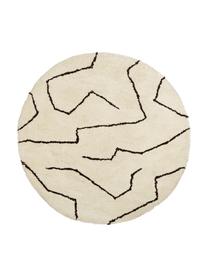 Tapis rond à poils longs tufté main Davin, Couleur crème, noir, Ø 200 cm (taille L)