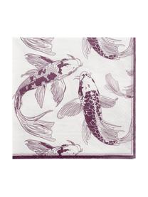 Tovaglioli di carta Kuniko, 20 pz, Carta, Bianco, viola, Larg. 33 x Lung. 33 cm
