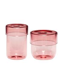 Boîte en verre rose Transisto, 2 élém., Verre, Rose, Ensemble de boîtes S