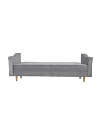 Divano letto 2 posti in velluto grigio Zoja, Rivestimento: 100% velluto di poliester, Struttura: legno, molle a onda, Piedini: legno laccato, Grigio, Larg. 221 x Prof. 99 cm