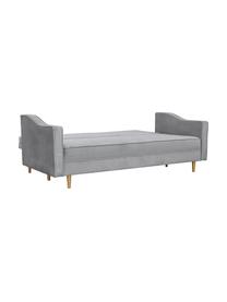 Divano letto 2 posti in velluto grigio Zoja, Rivestimento: 100% velluto di poliester, Struttura: legno, molle a onda, Piedini: legno laccato, Grigio, Larg. 221 x Prof. 99 cm