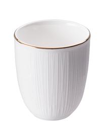 Ručne vyrobená súprava porcelánových hrnčekov so štruktúrou Nippon, 4 diely, Porcelán, Biela s pozláteným okrajom, Ø 7 x V 7 cm, 160 ml