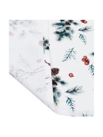 Camino de mesa Aubepine, 100% algodón, Blanco, verde, rojo, An 50 x L 160 cm