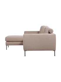 Sofa narożna Cucita (3-osobowa), Tapicerka: tkanina (100% poliester) , Nogi: metal lakierowany Materia, Beżowa tkanina, S 262 x G 163 cm, lewostronna