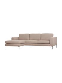 Sofa narożna Cucita (3-osobowa), Tapicerka: tkanina (100% poliester) , Nogi: metal lakierowany Materia, Beżowa tkanina, S 262 x G 163 cm, lewostronna