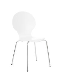 Sillas Marcus, 4 uds., Asiento: tablero de fibras de dens, Estructura: acero, cromado, Blanco, An 49 x F 53 cm