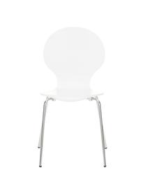 Sillas Marcus, 4 uds., Asiento: tablero de fibras de dens, Estructura: acero, cromado, Blanco, An 49 x F 53 cm