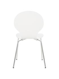 Sillas Marcus, 4 uds., Asiento: tablero de fibras de dens, Estructura: acero, cromado, Blanco, An 49 x F 53 cm