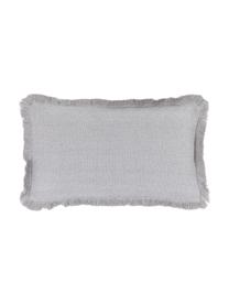 Housse de coussin gris clair à finition frangée Lorel, Gris