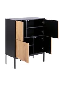 Cassettiera Seaford, Piedini: metallo verniciato a polv, Effetto legno, nero, Larg. 80 x Alt. 103 cm