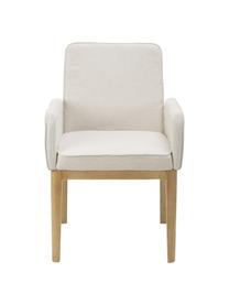 Chaise à accoudoirs rembourrée couleur crème Koga, Tissu blanc crème, larg. 54 x haut. 86 cm