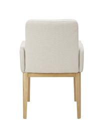 Silla con reposabrazos tapizada Koga, Tapizado: 100% poliéster Alta resis, Patas: madera de fresno, Estructura: metal, Tejido blanco crema, An 54 x Al 86 cm