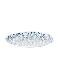 Gemusterte Speiseteller Vassoio in Weiss/Blau, 6er-Set, Porzellan, Blau, Weiss, Ø 27 cm