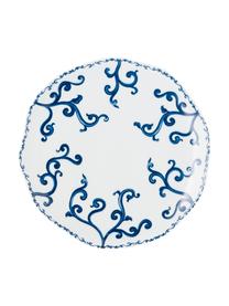 Gemusterte Speiseteller Vassoio in Weiß/Blau, 6er-Set, Porzellan, Blau, Weiß, Ø 27 cm