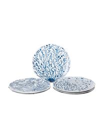 Gemusterte Speiseteller Vassoio in Weiß/Blau, 6er-Set, Porzellan, Blau, Weiß, Ø 27 cm