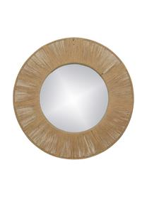 Espejo de pared redondo Finesse, con marco de fibras naturales, Espejo: espejo de cristal, Marrón, Ø 50 cm