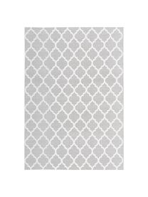 Tapis fin en coton tissé main Amira, 100 % coton, Gris clair, blanc, larg. 160 x long. 230 cm (taille M)