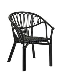 Sedia con braccioli in rattan Ganga, Rattan, laccato con rivestimento resistente alle intemperie, Nero, Larg. 56 x Prof. 60 cm