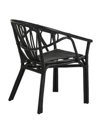 Sedia con braccioli in rattan Ganga, Rattan, laccato con rivestimento resistente alle intemperie, Nero, Larg. 56 x Prof. 60 cm