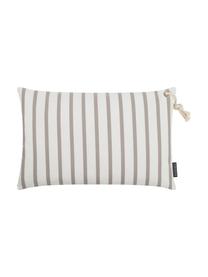 Housse de coussin rectangulaire à rayures Malta, 100 % polyacrylique, Couleur sable, blanc, larg. 40 x long. 60 cm