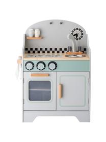 Cuisinière bois enfant Minicook, MDF (panneau en fibres de bois à densité moyenne), bois de lotus, enduit, Gris, multicolore, larg. 43 x haut. 58 cm