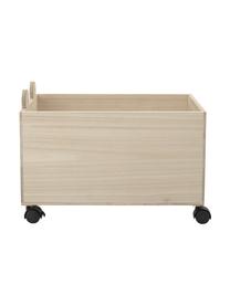 Aufbewahrungsbox Biber mit Rollen, Paulowniaholz, Mitteldichte Holzfaserplatte (MDF), Grau, Beige, B 35 x H 31 cm