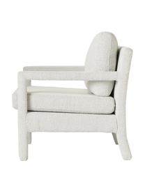 Poltrona in bouclé Zaya, Rivestimento: bouclé (100% poliestere) , Struttura: legno di pino massiccio, , Bouclé bianco, Larg. 65 x Prof. 75 cm