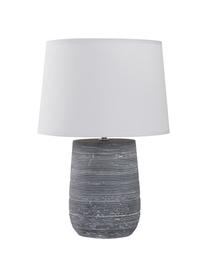 Moderne Tischlampe Clemente mit Betonfuß, Lampenschirm: Baumwolle, Lampenfuß: Beton, Weiß, Grau, Ø 29 x H 42 cm