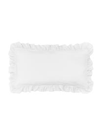 Funda de almohada de algodón con volantes Florence, Blanco, 45 x 85 cm