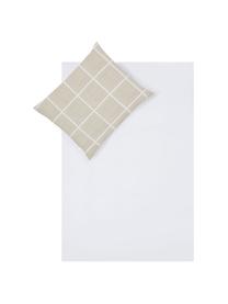 Dubbelzijdig dekbedovertrek Barte, Katoen, Bovenzijde: taupe, wit. Onderzijde: wit, 140 x 200 cm
